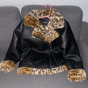 Sam Edelman Faux leather and leopard coat